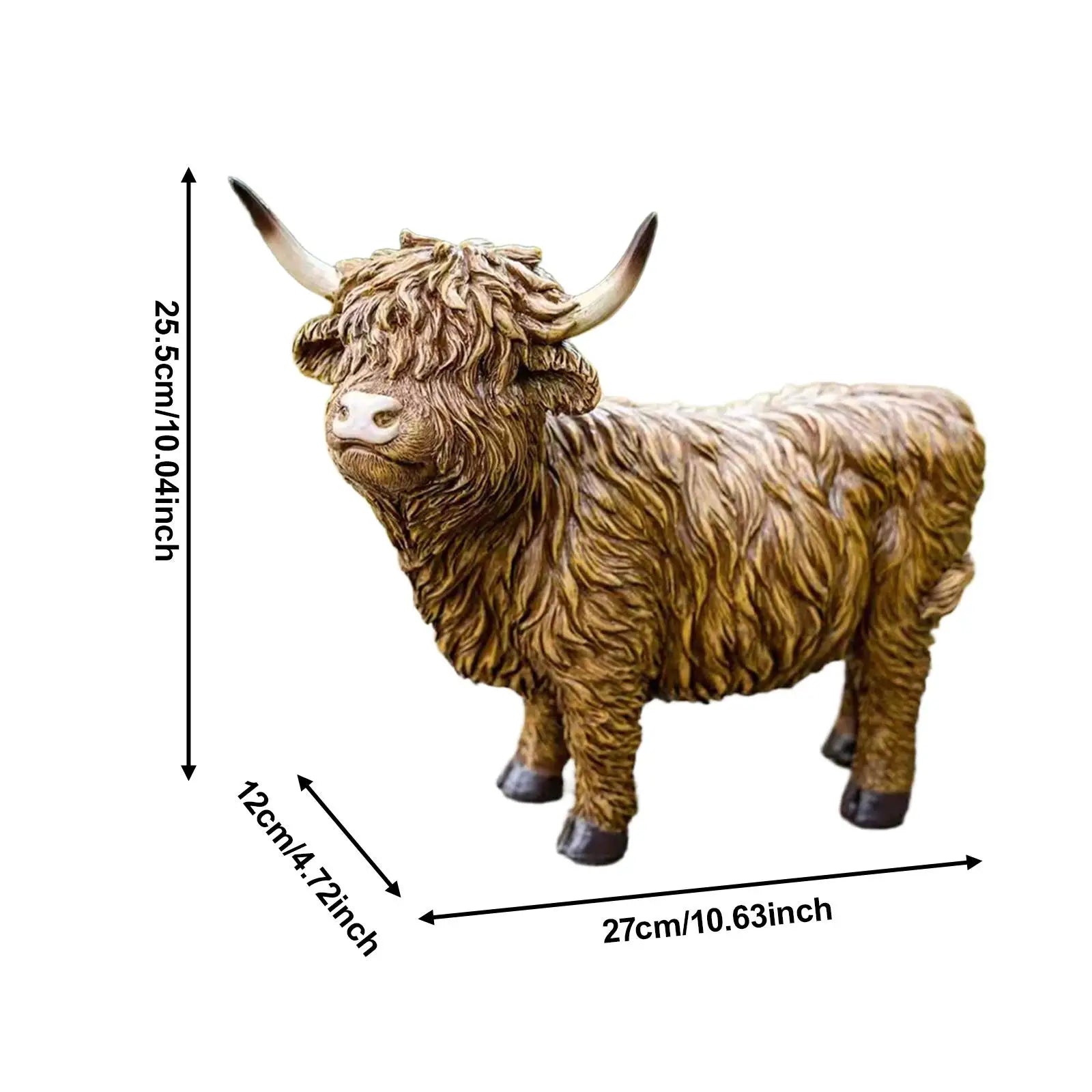 Highland Cow Figurine – Resin Garden Statue & Tabletop Decor Decorative Figurine Zpaxo