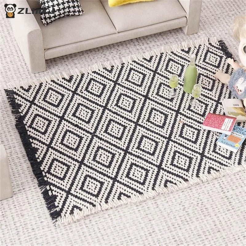 ▶1:12 Dollhouse Miniature Model Toy Carpet Blanket Furniture Home Model Decor Toy Doll House Accessories Zpaxo