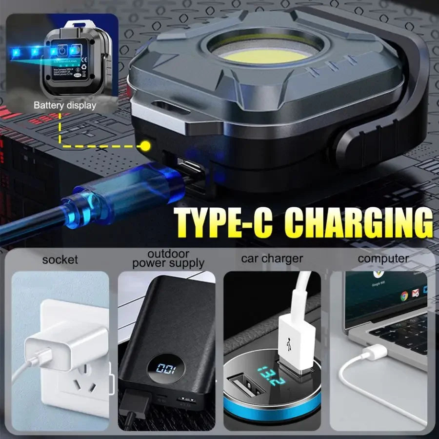 POCKETMAN COB LED Work Light – USB-C Rechargeable Flashlight