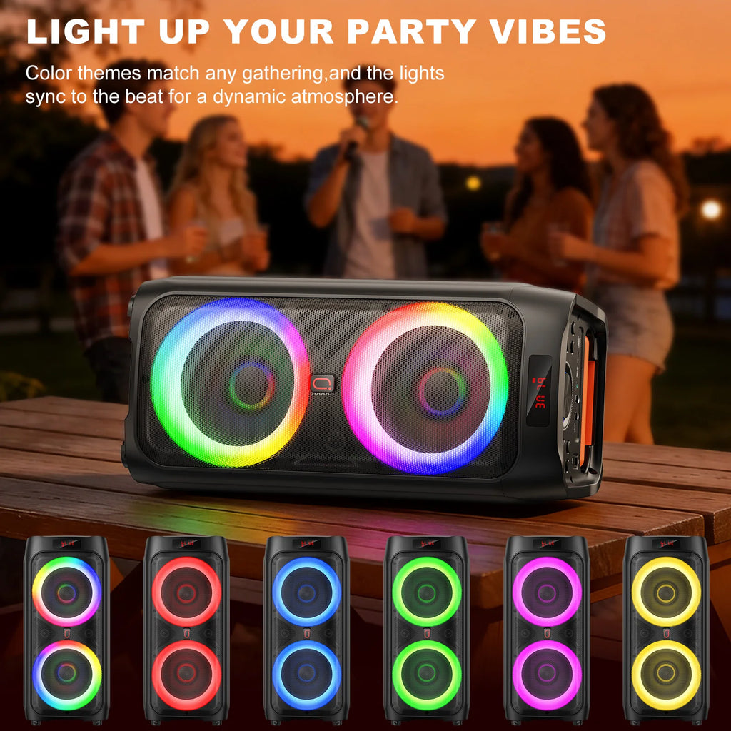 T9 Karaoke Machine 2 Microphones Large Portable Bluetooth Speaker RGB