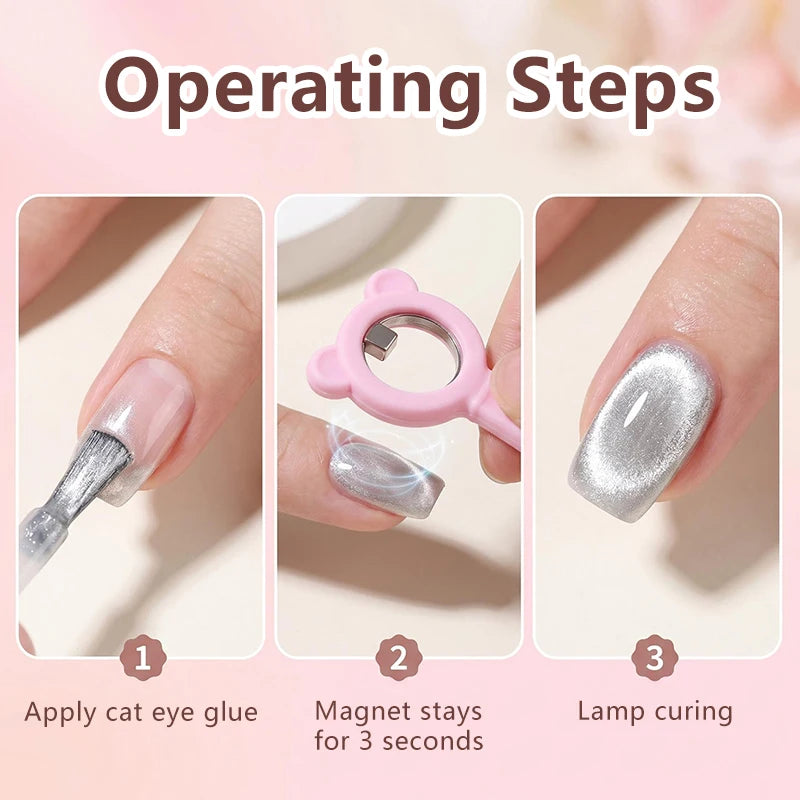 New Upgrade 3-Second Hollow Cat Eye Magnet Double-head Love Heart Black Hole Effect Nail Art Magnet DIY Manicure Magnetic Tool Zpaxo