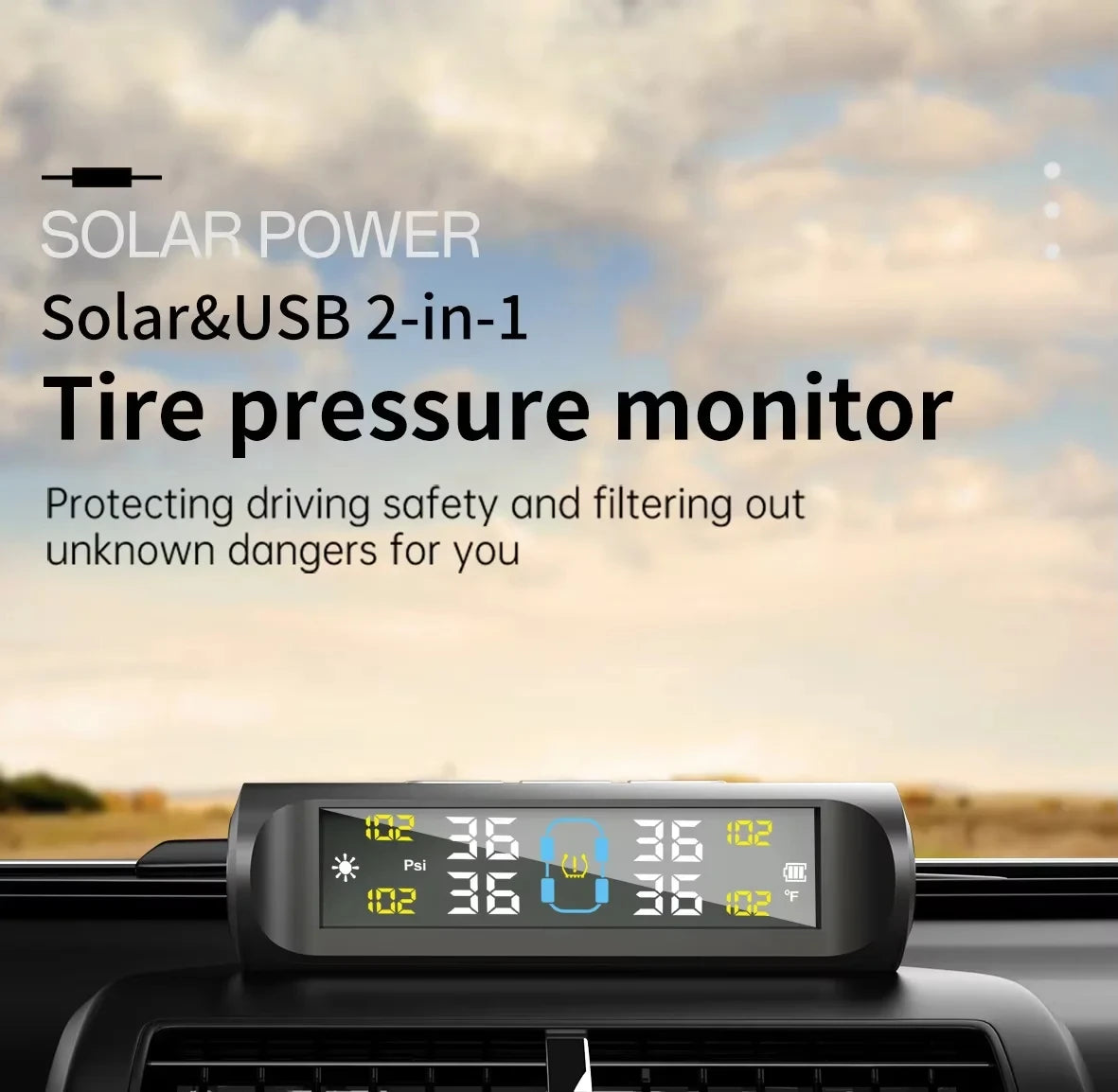 Car Tire Pressure Monitoring System Tyre Monitor Alarm 4 External