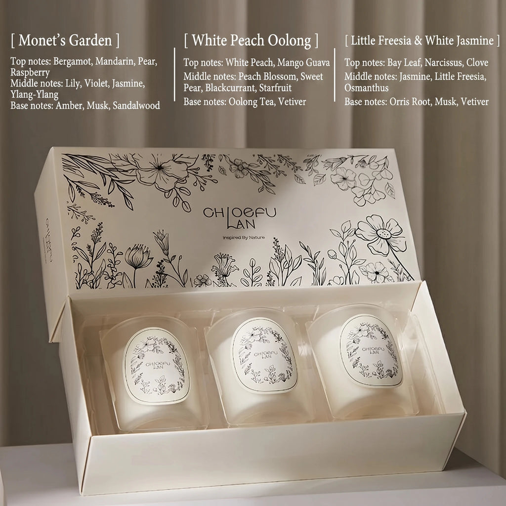 3Pcs/Box Scented Candles Set Home Scented Cup Candle Pure Natural Plant Fragrance Gifts for Birthday Women Mother's Day Zpaxo J25010036-F