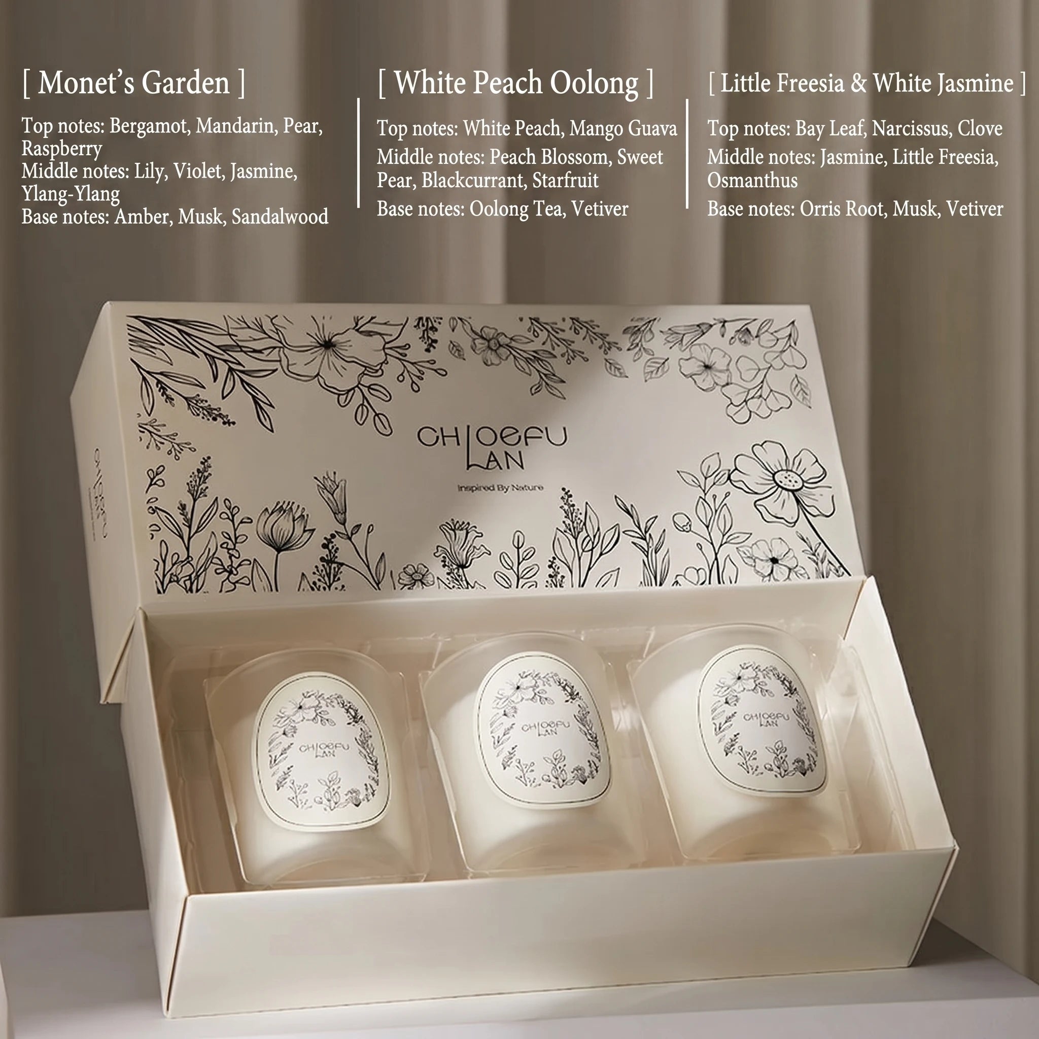 3Pcs/Box Scented Candles Set Home Scented Cup Candle Pure Natural Plant Fragrance Gifts for Birthday Women Mother's Day Zpaxo J25010036-F
