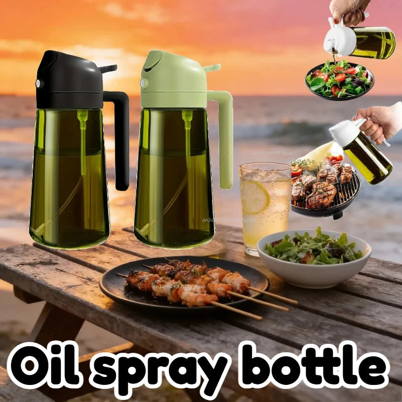2 in 1 Dark Olive Oil Sprayer and Dispenser Black Lightproof Oil Spray Bottle for Cooking Salad BBQ Kitchen Barbecue Tools Zpaxo