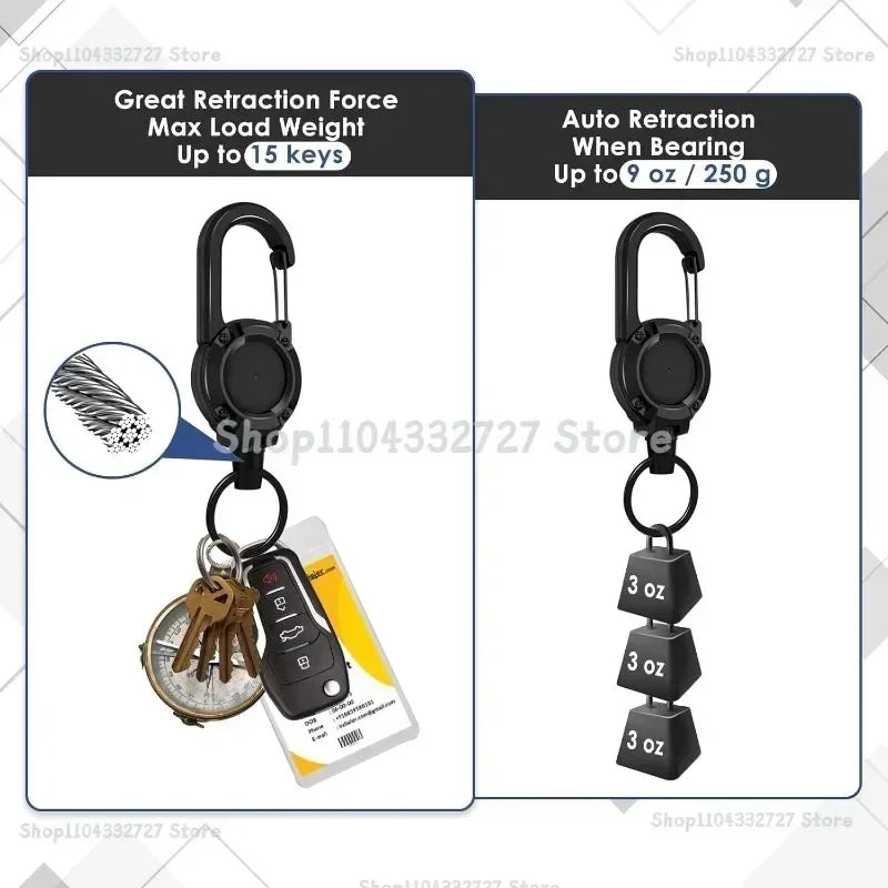 Extendable Retractable Holders KeyChain Carabiner Holder Heavy Duty Clip with Carabiner Key Chain Spring Key Ring Outdoor Tool Zpaxo