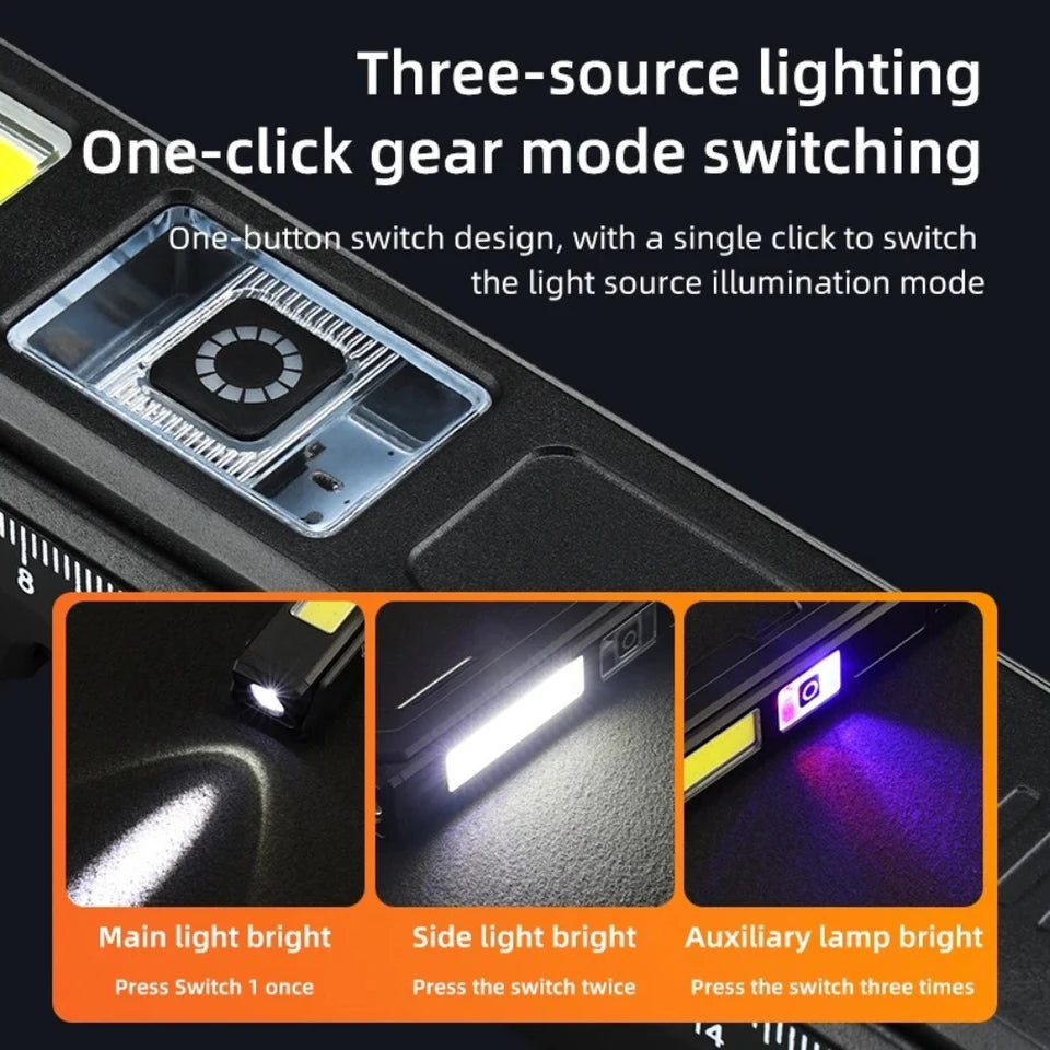 USB Rechargeable LED Flashlight – COB Work Light & Emergency