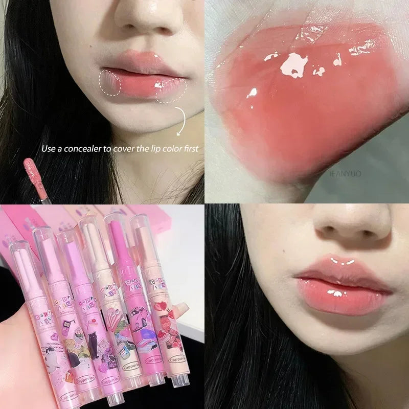 Watery Clear Lip Glaze Flower Love Jelly Mirror Lipstick Waterproof Zpaxo 05