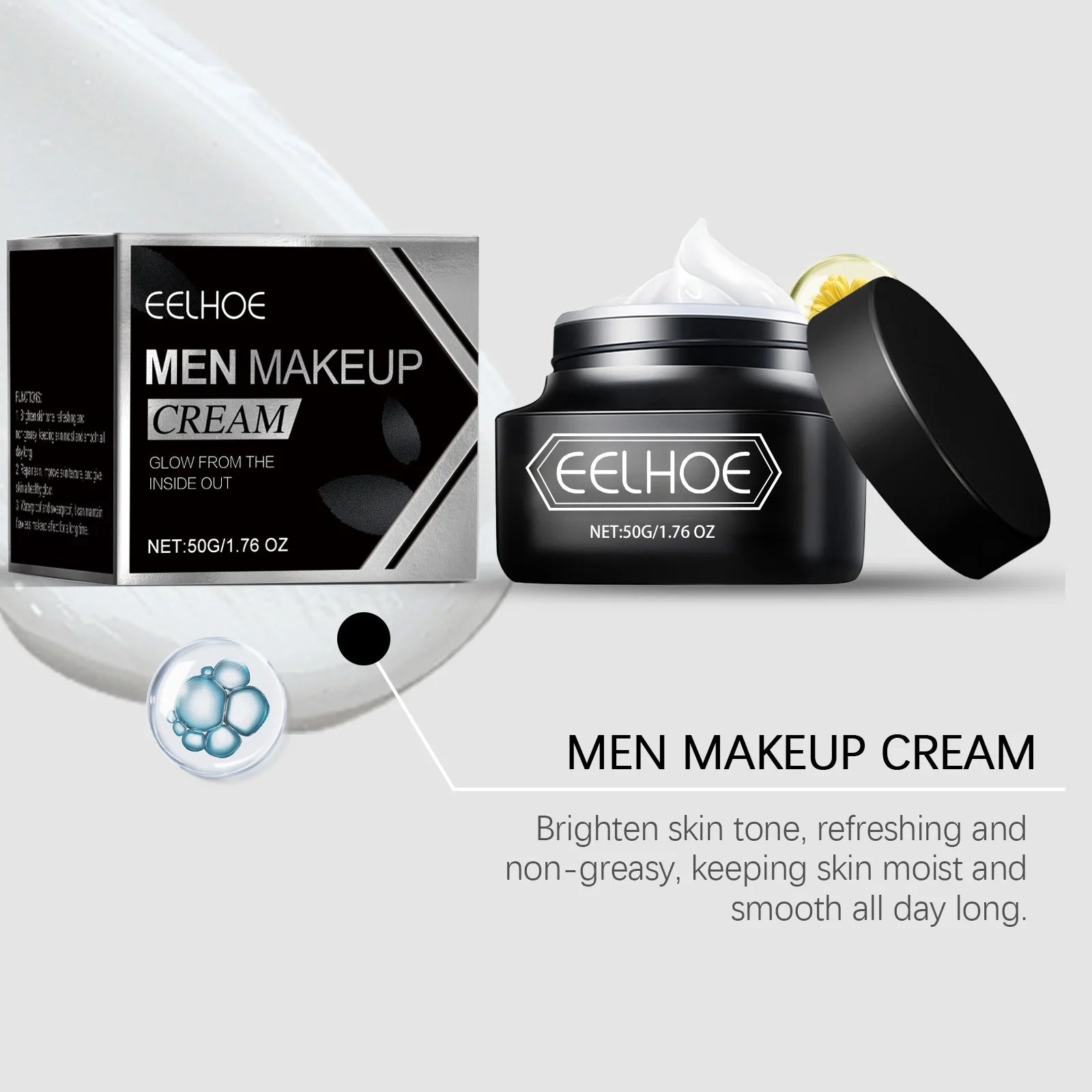 BB Cream Men Face Concealer Oil Control Waterproof Long Lasting Cover Flaws Makeup Nourishing Brightening Facial Makeup Cream Zpaxo