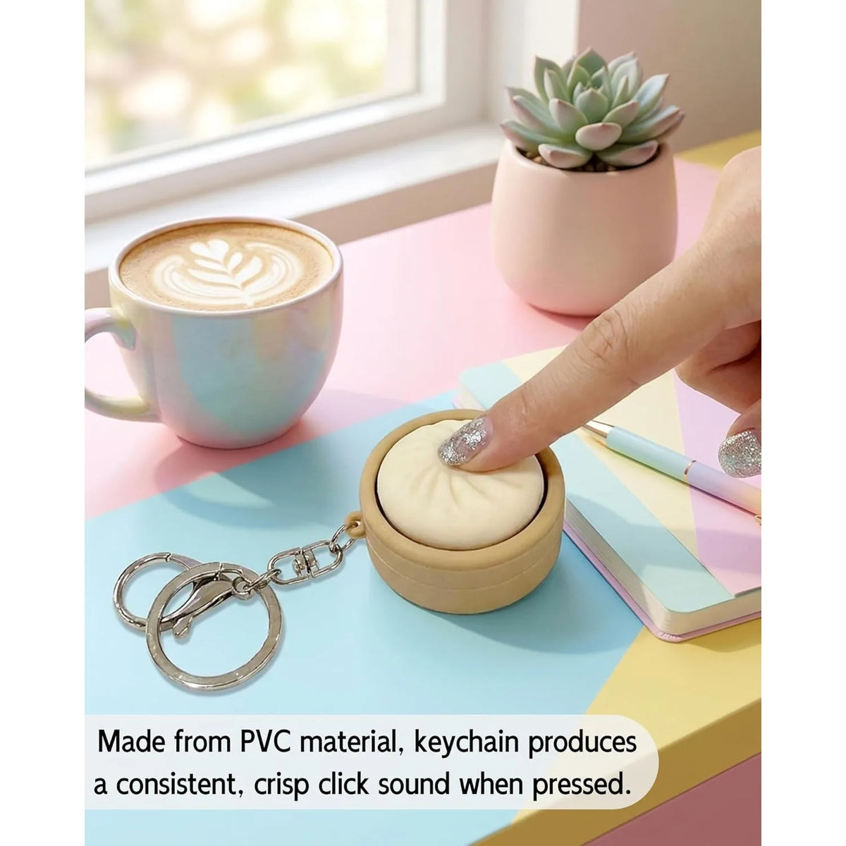 Dumpling Keyboard Fidget Portable Button Clicker Keychain Stress Zpaxo