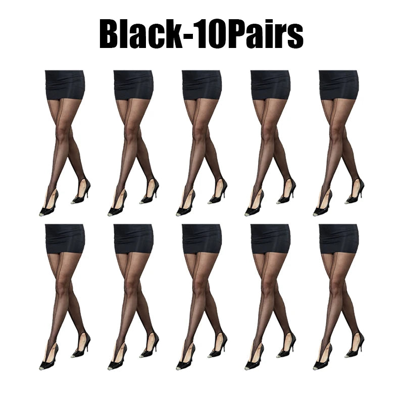 Women's Anti-snag Sheer Black Tights Single Filament See-through