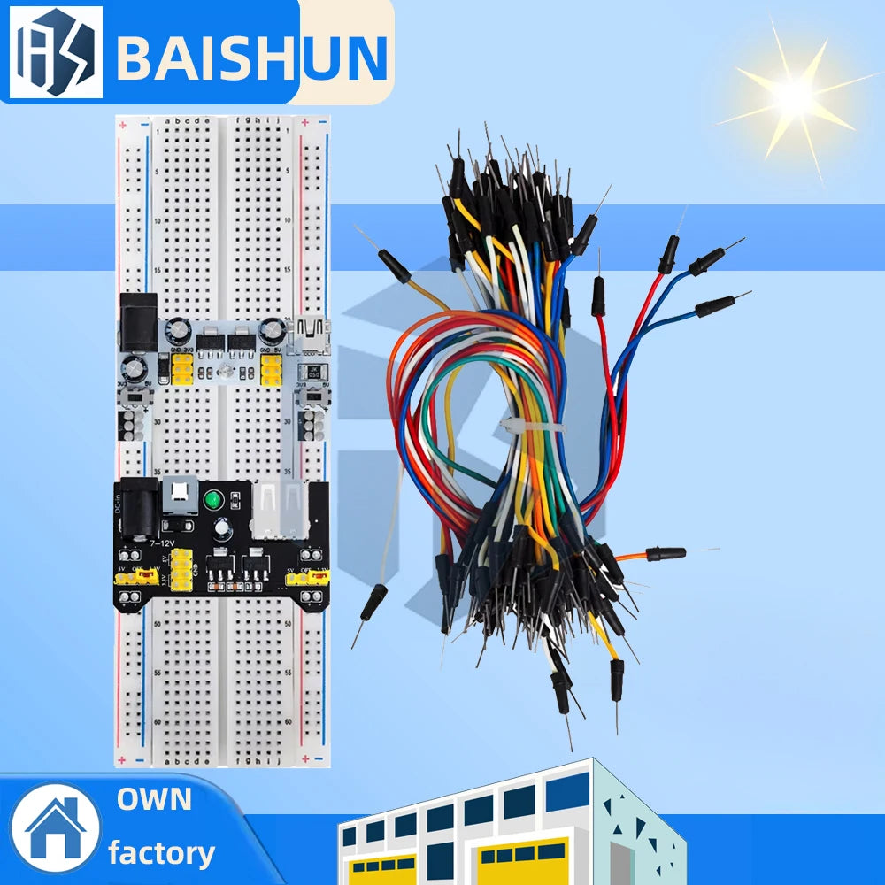 MB102 Breadboard Kit: Power Module + 830-Point Solderless Prototype Breadboard + 65 Flexible Jumper Wires Zpaxo