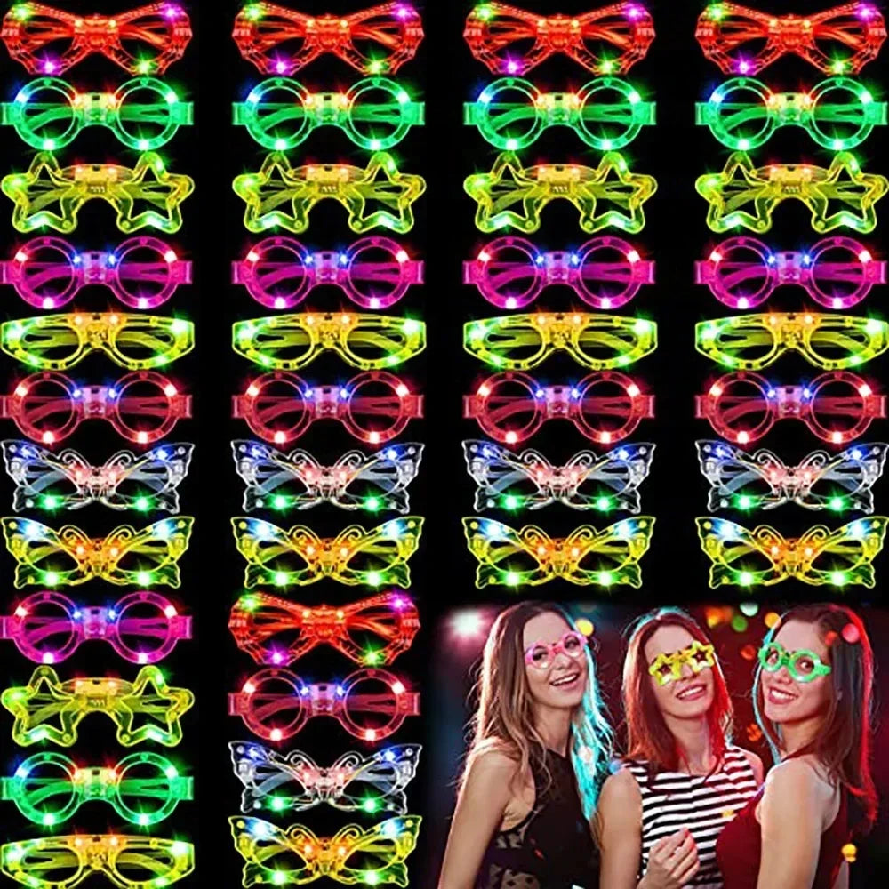 LED Flashing Multi Party Star Glasses Neon Light Up Sunglasses