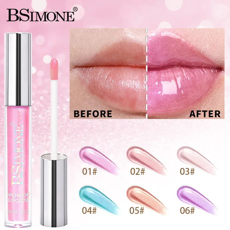 6 Colors Diamond Glitter Lip Gloss Makeup Metallic Shimmer Moist