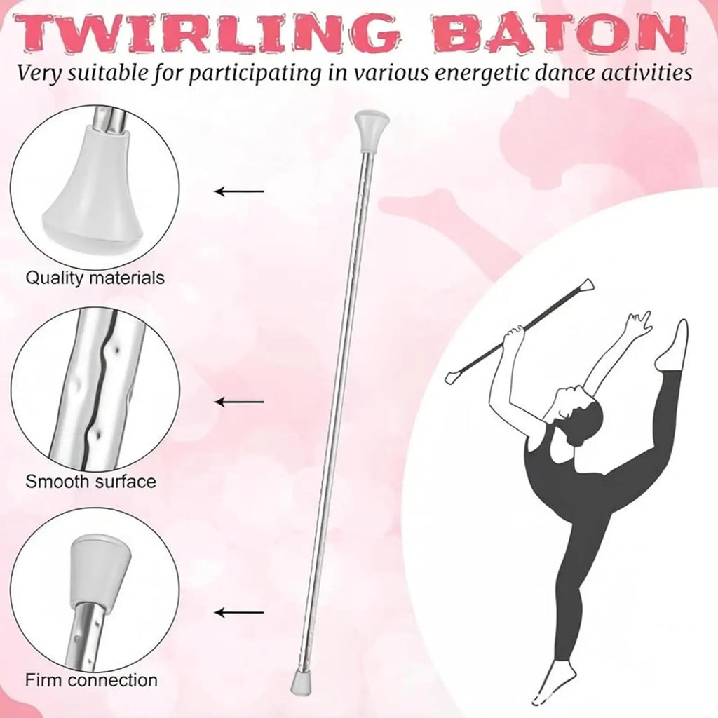 Twirling Baton Stainless Steel Dance Gymnastics Non-slip Handle