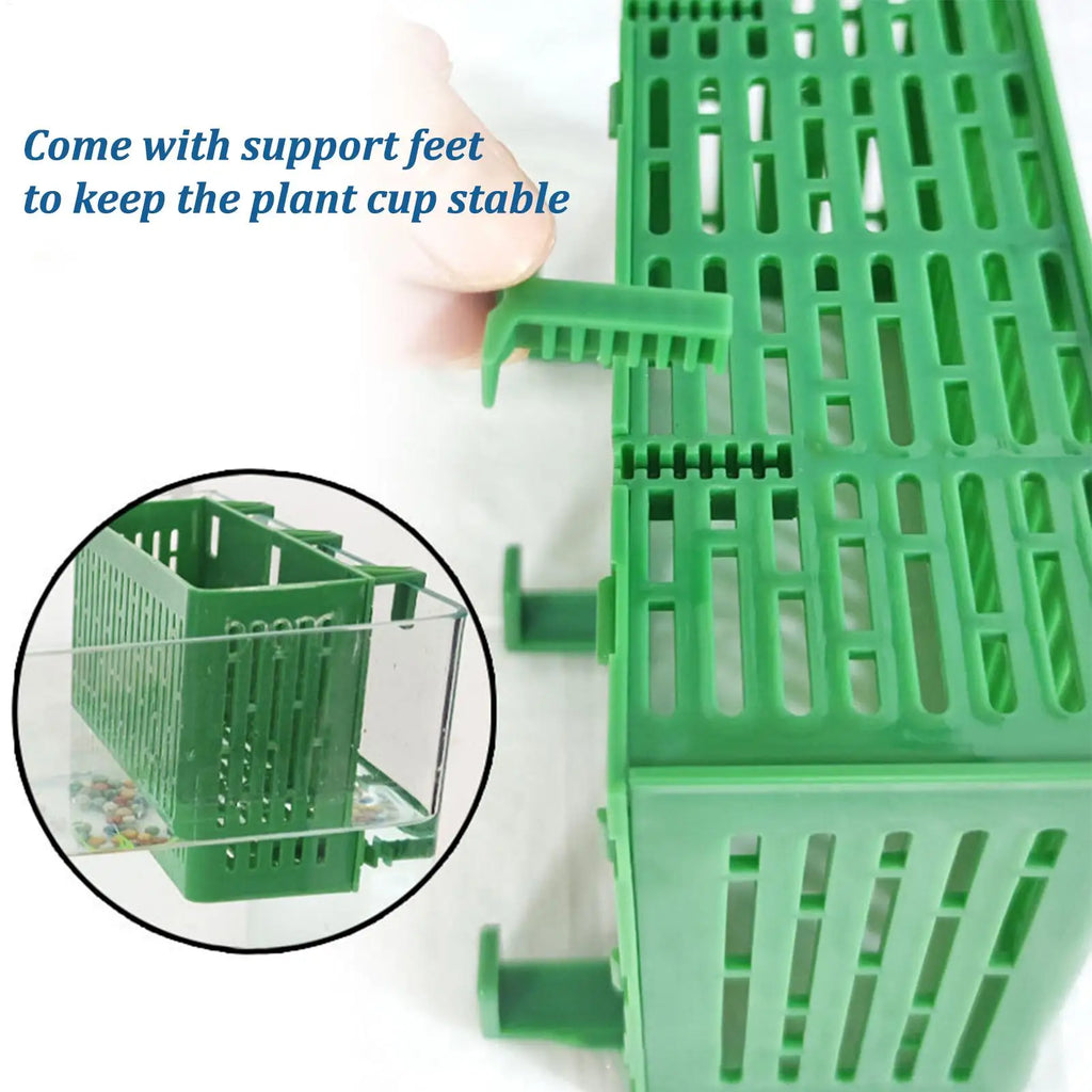 Aquarium Plant Stand Adsorbable Hydroponic Plant Storage Plastic Aquarium Square Hollow Storage Basket Fish Tank Decorations Zpaxo