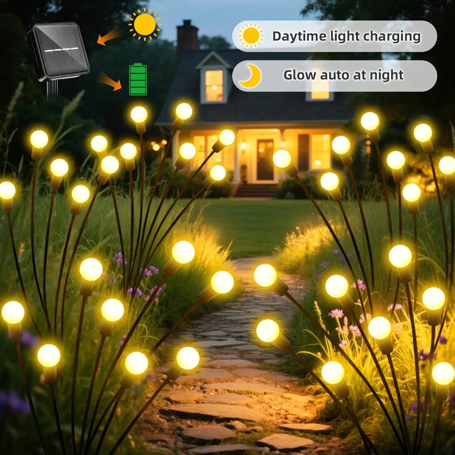 Solar-powered Firefly Lamp Warm White Light Environmentally Friendly