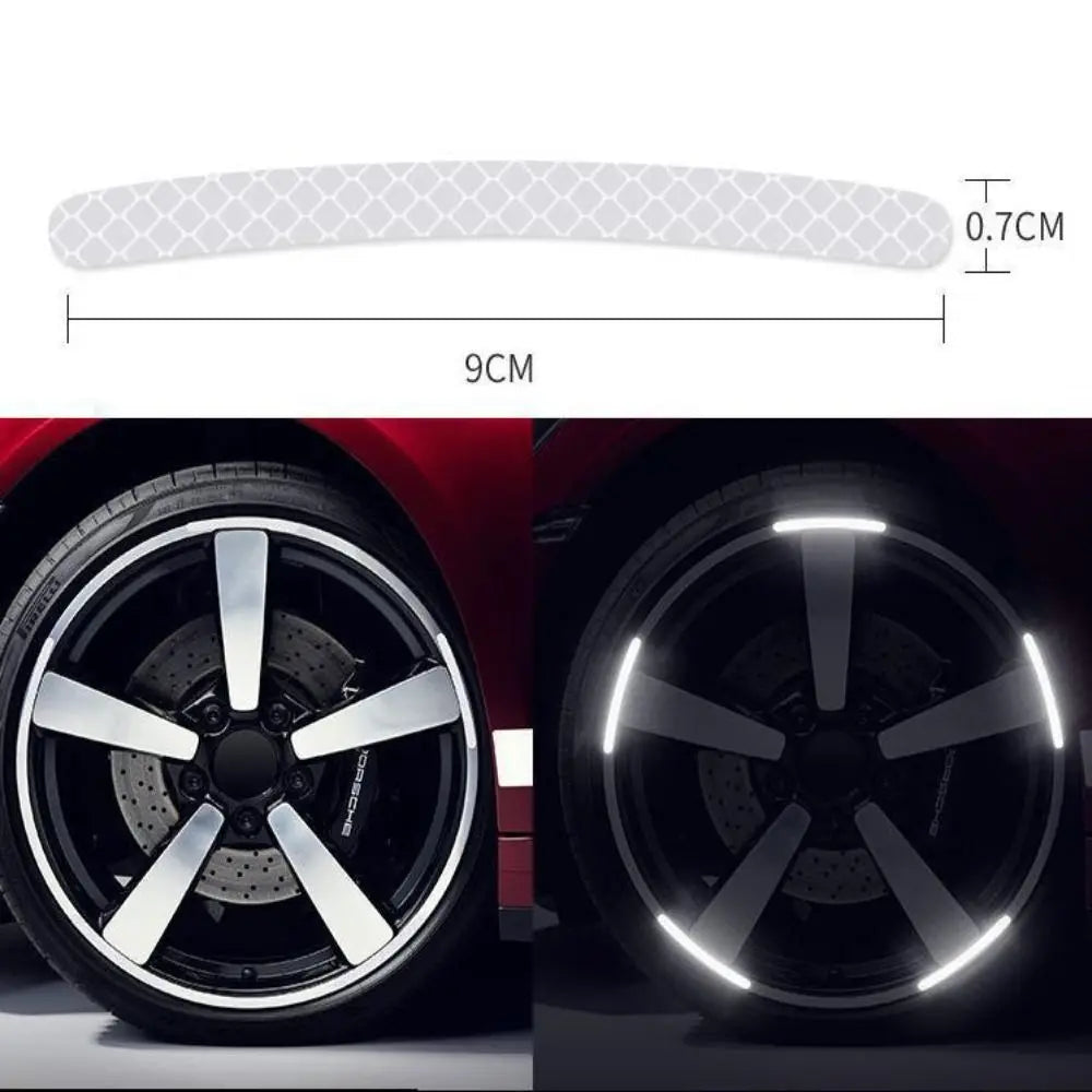 Decorative Strips Car Hub Reflective Sticker Motorcycle Wheel Sticker Safety Warning Sticker Tire Rim Reflective Stripes Zpaxo
