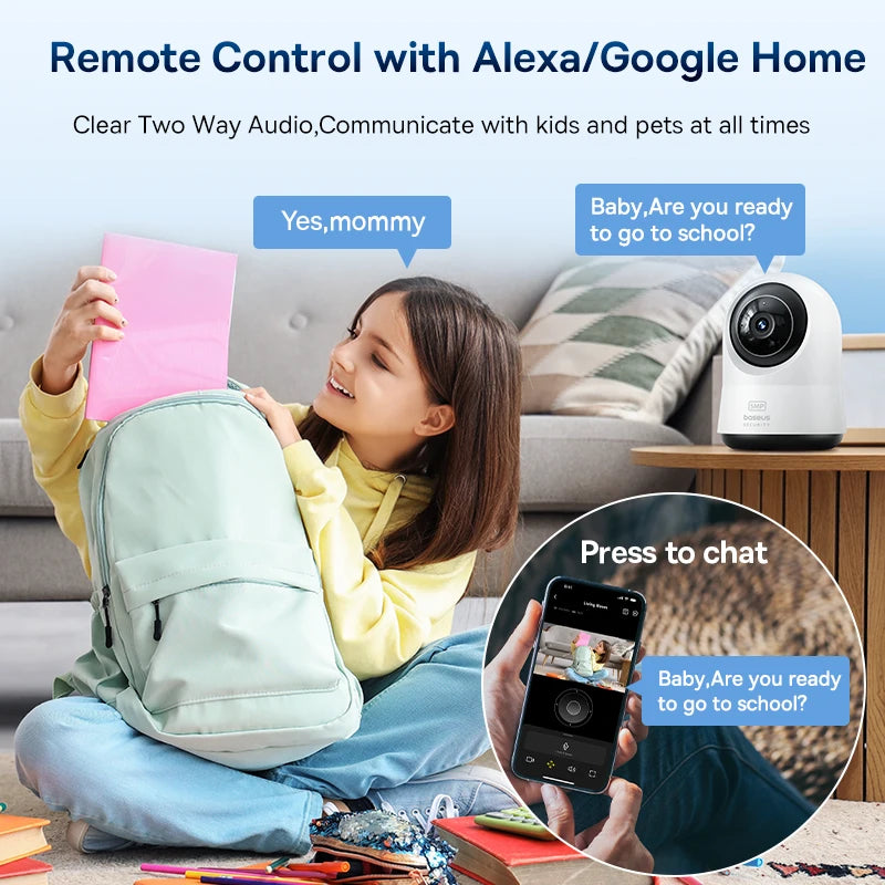 Baseus 5MP 3K Wifi IP Camera Wireless Indoor Security Protection