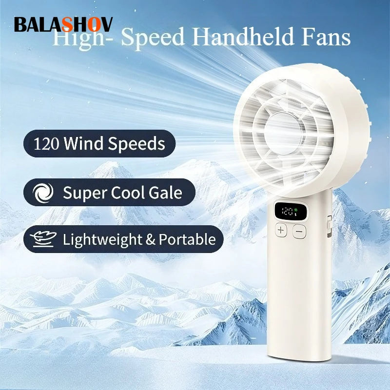 Portable Handheld Fan USB Rechargeable Mini Fan High Speed Cooling Fan with LED Digital Display for Travel Camping Outdoor Zpaxo
