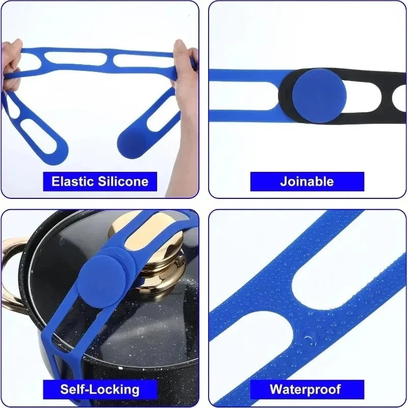 54cm Reusable Silicone Elastic Band Lid Straps for Pot Lid Holder Lunch Box Strap Elastic Bands Outdoor Tableware Storage Tools Zpaxo