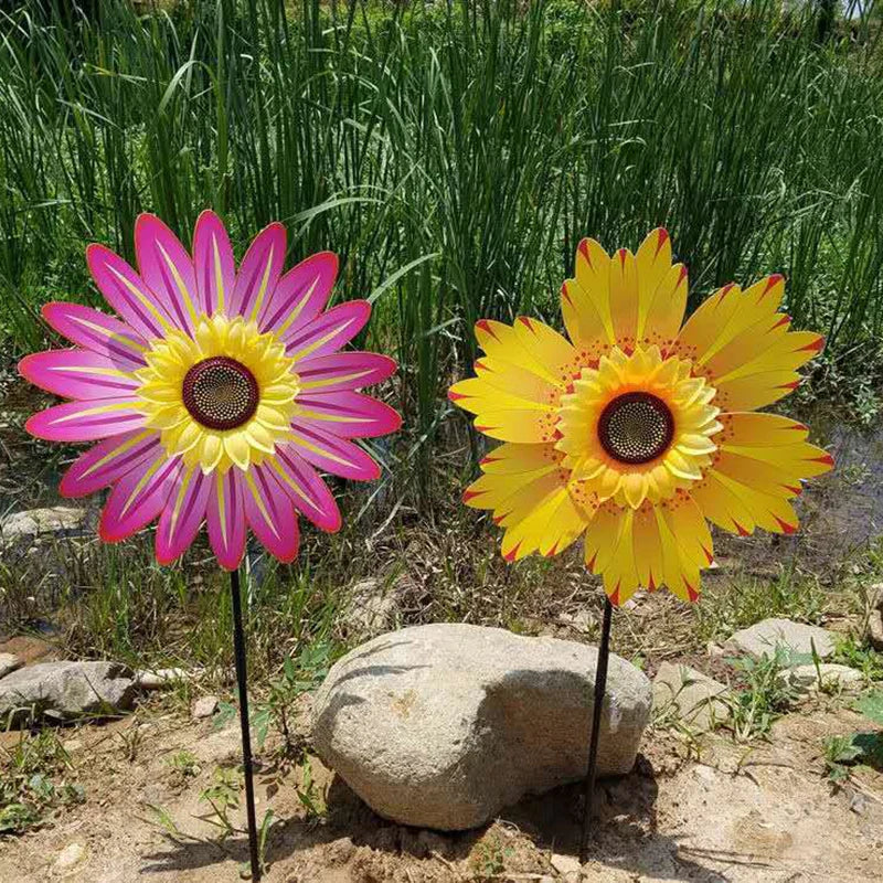 Sunflower Windmill Rotating Wind Spinner Stake Standing Lawn Flower