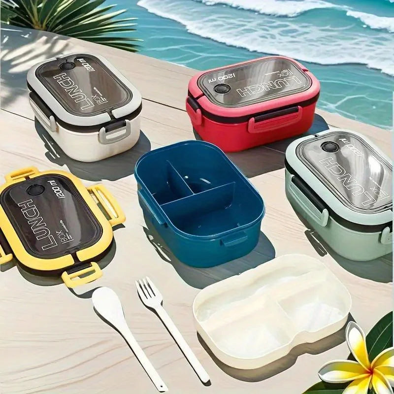 2-Layer Leak-proof Bento Box Fork Spoonmicrowave Safe Lunch Container