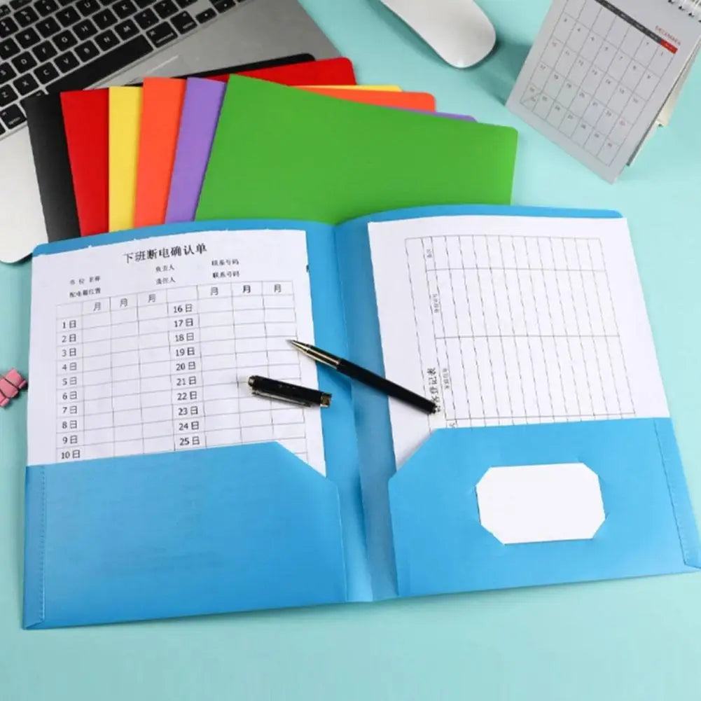Plastic File Folder 2 Pockets & Business Card Slot | A4 Letter Plastic File Folder Zpaxo