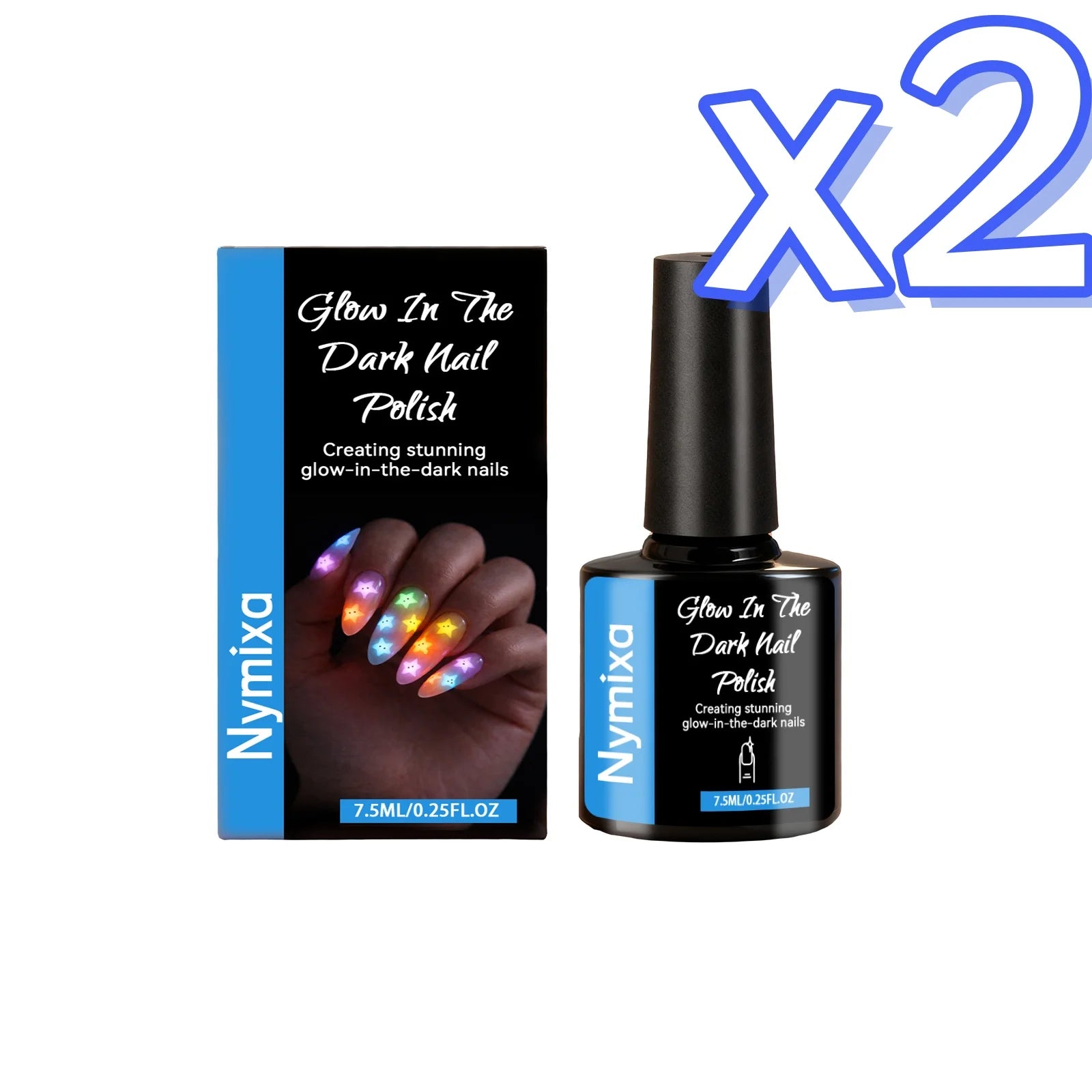 Glow in the Dark Fluorescent Nail Polish Set – 5 Neon Colors Gel Nail Polish Set Zpaxo Sky Blue x 2