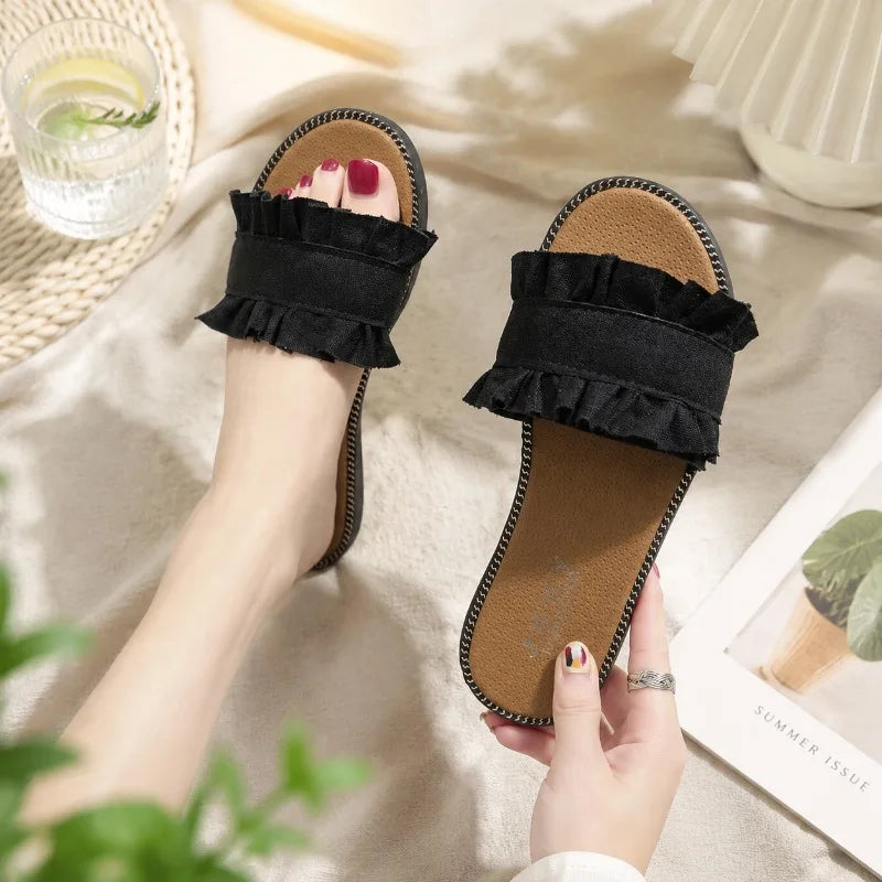 Women's Fish Mouth Open Toe Elegant Comfortable Slippers 2026 Summer Zpaxo black 38