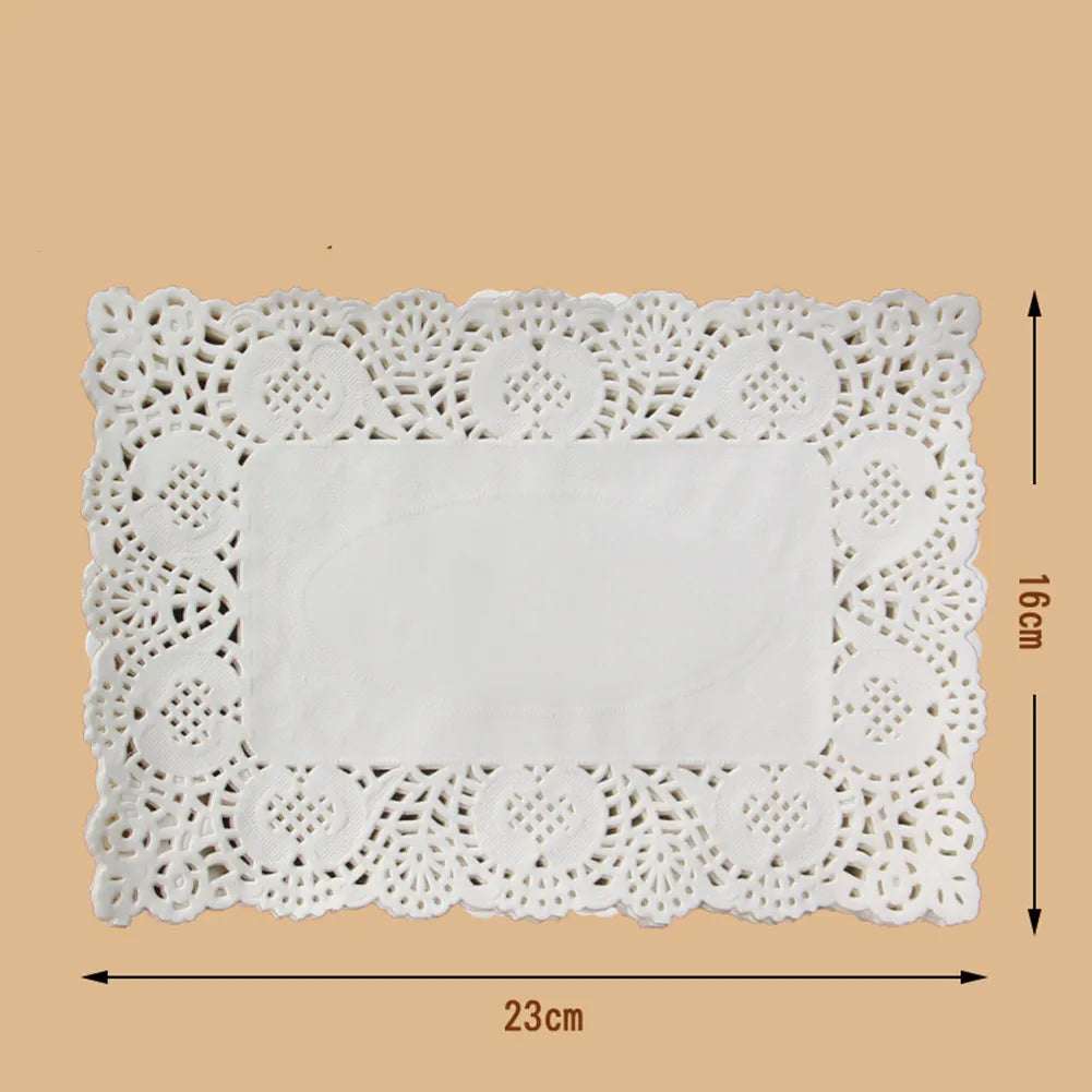 Rectangular Oil Absorption Paper Lace Doilie Wedding White Christmas
