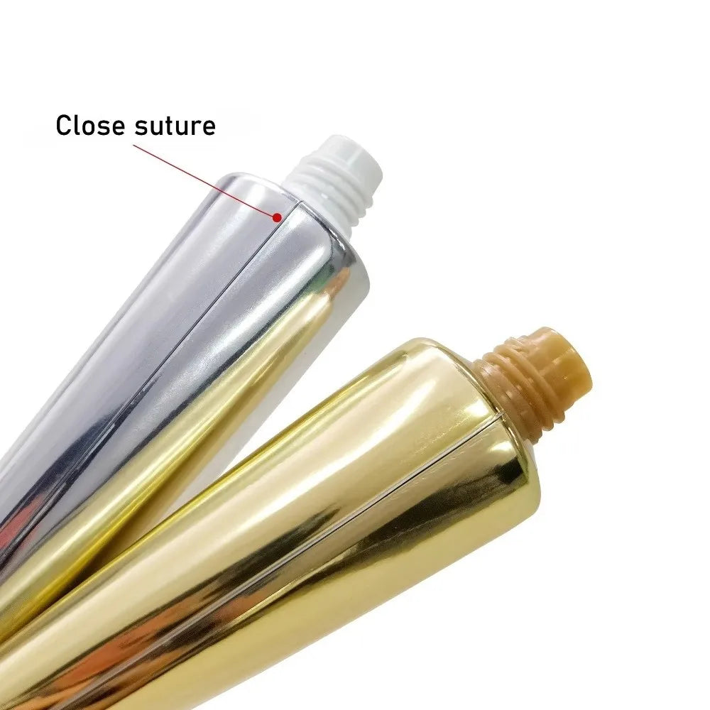 50ml Squeeze Tubes Empty Refillable Travel Bottles Plastic Gold Silver Cosmetic Containers For Facial Cleaner Lotion Hand Cream Zpaxo
