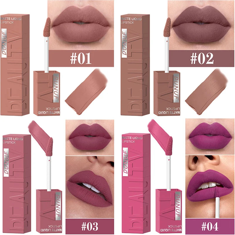 4Pcs Matte Nude Lip Gloss Smudge Proof Non Transfer Hydrating Waterproof Sweat Resistant Soft Smooth Texture For Long Wear Makeu Zpaxo 01 02 03 04