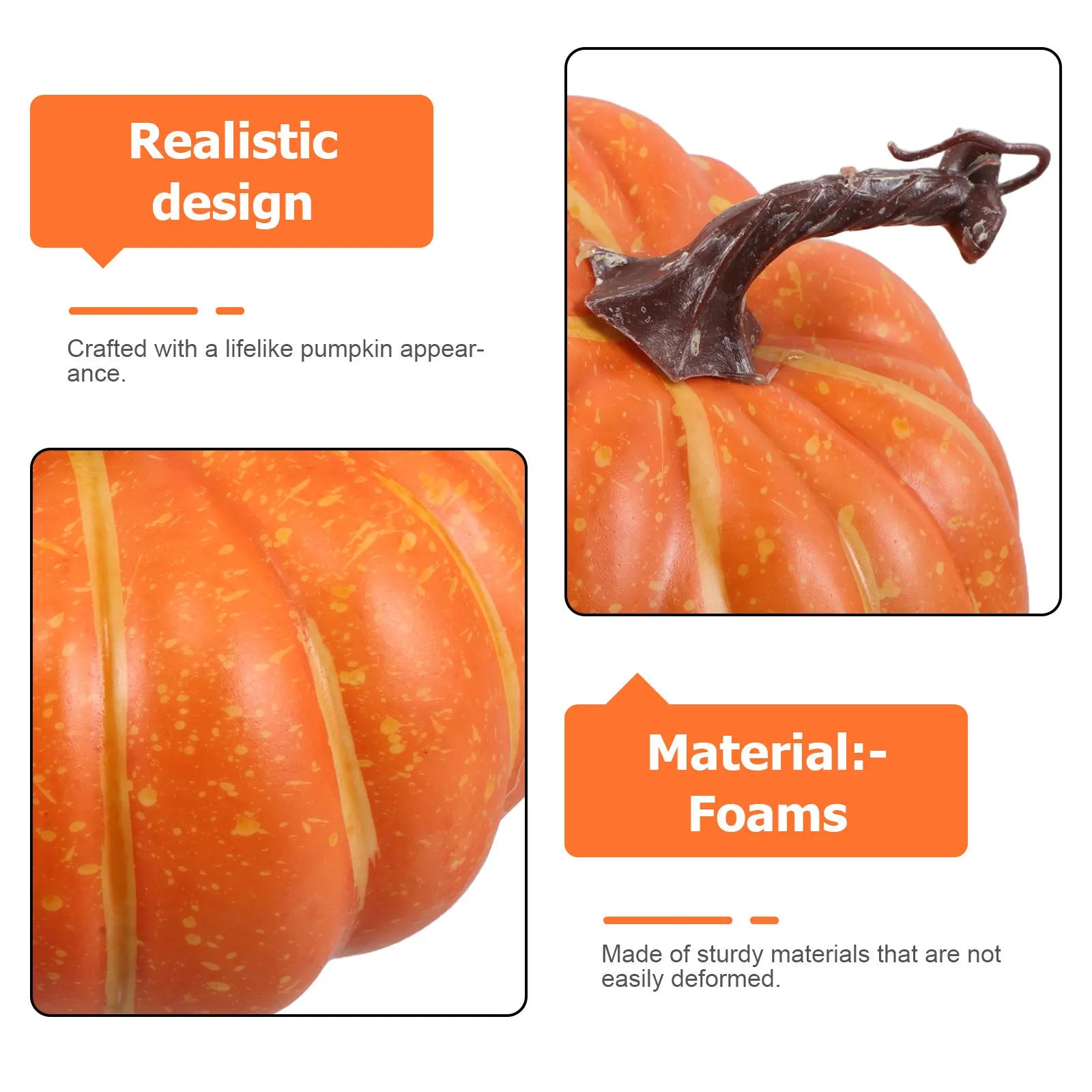 Sturdy Reusable Orange Faux Pumpkin Decor Indoor Outdoor Use Fall