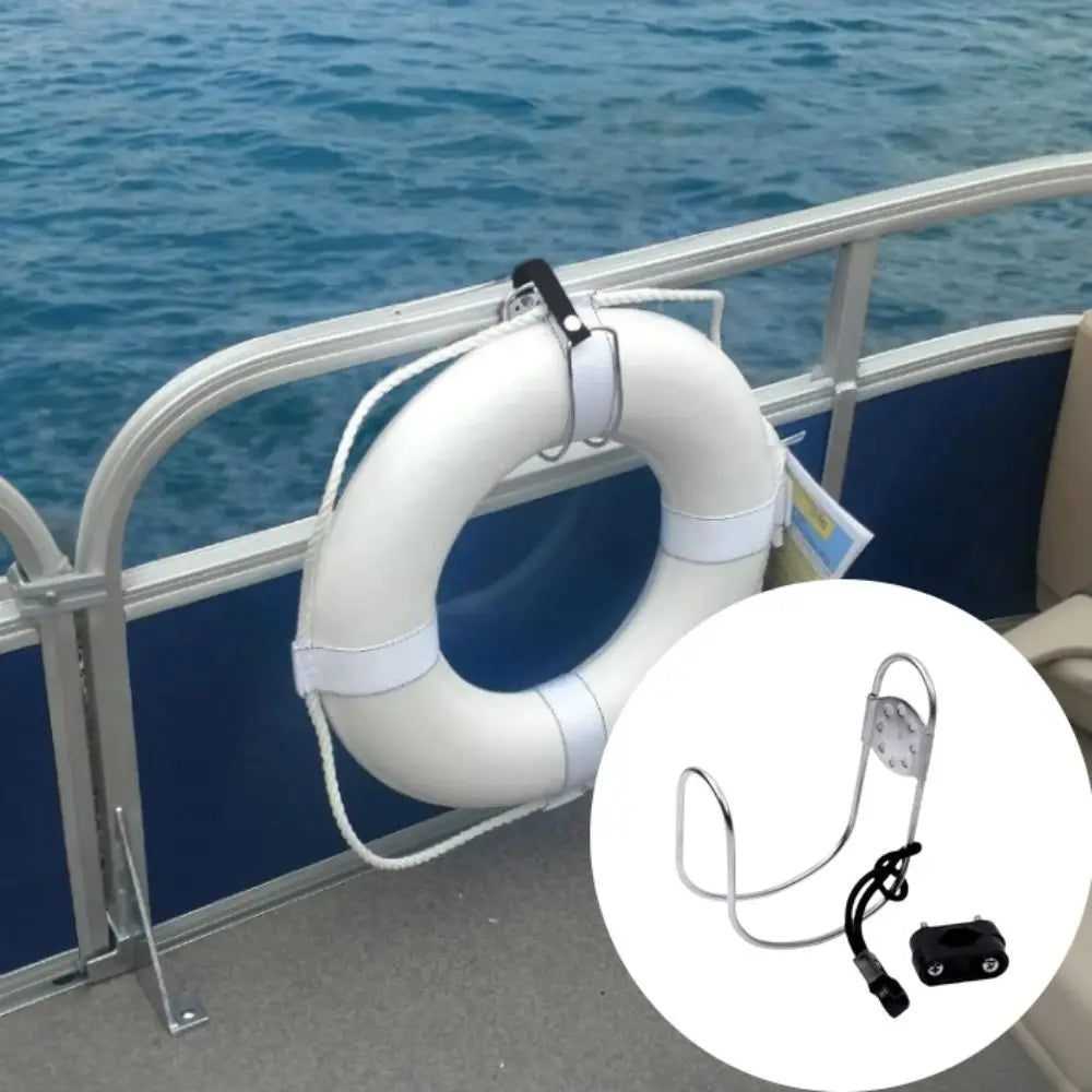Hardware Stainless Steel Boat Lifebuoy Ring Adjustable Marine Hardware Swimming Ring Brackets Rustproof Float Ball Bracket Yacht Zpaxo