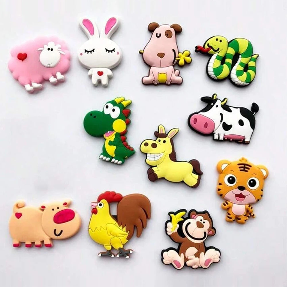 6/9/11Pcs Cartoon Animal Refrigerator Magnets Cute Lion Dog Tiger Rabbit Cow Fridge Magnets for Kids Home Office Decor Gifts Zpaxo