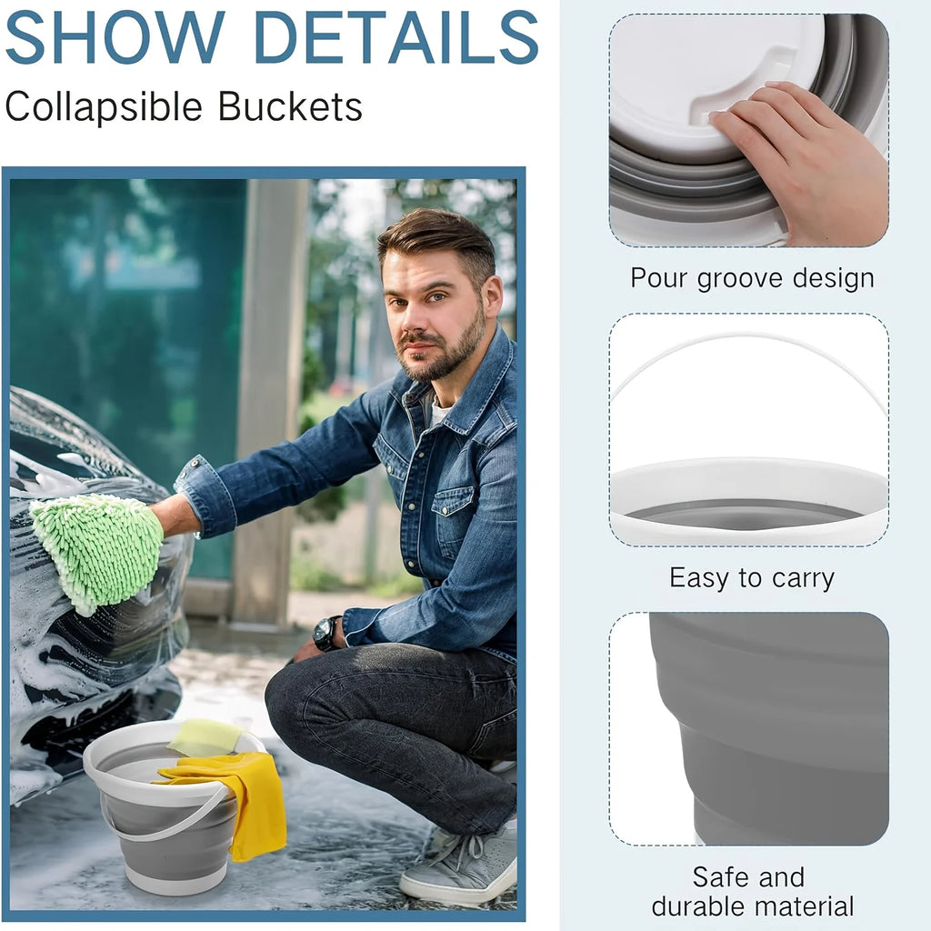 Collapsible Bucket Handle Portable Foldable Large Plastic Mop Outdoor