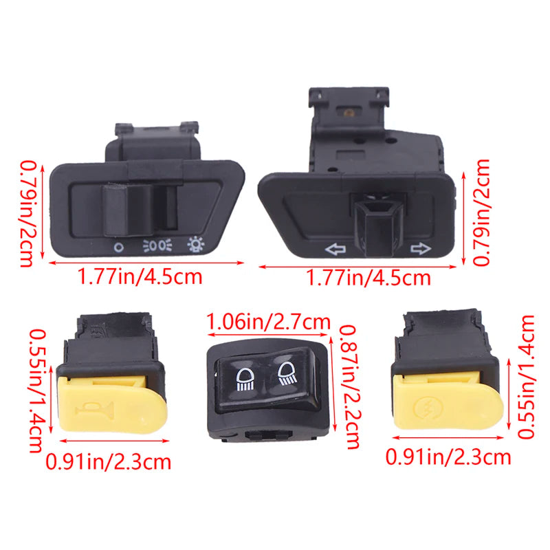 5-Piece Motorcycle Button Switch Set – Horn, Headlight & Turn Signal