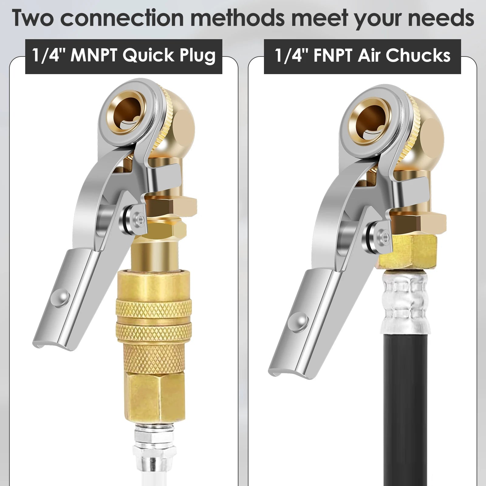 2Pcs Car Air Pump Nozzle Adapter 1/4inch FNPT Tire Air Chucks Car Inflator Valve Connector Clamp Car Inflator Valve Connector Zpaxo