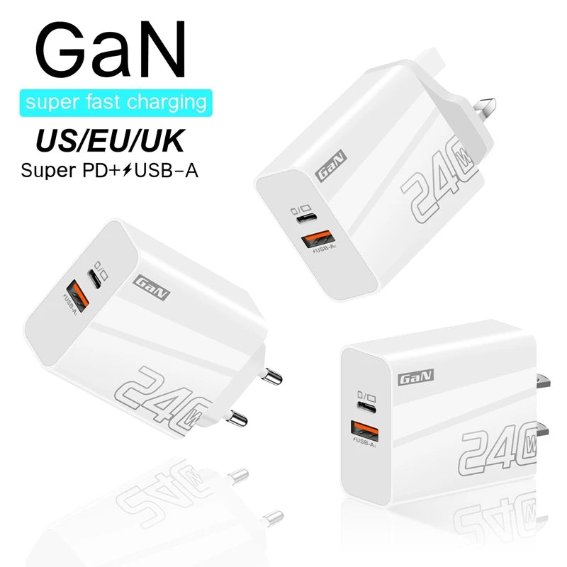 240W Fast Charging Charger Multi-port EU US UK Standard QC3 0+PD Plug