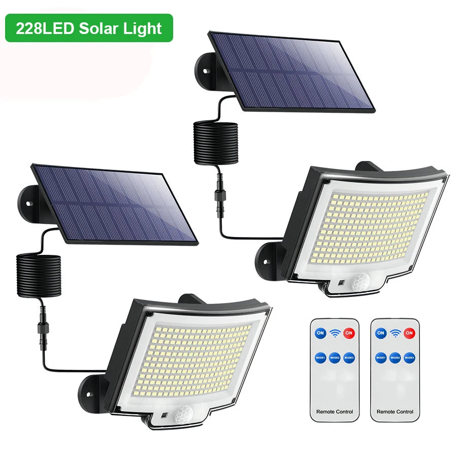 LED Solar Lights 228/328 Outdoor PIR Motion Sensor Wall Lamp IP65 Waterproof Street Light with Remote for Garden Lighting Zpaxo