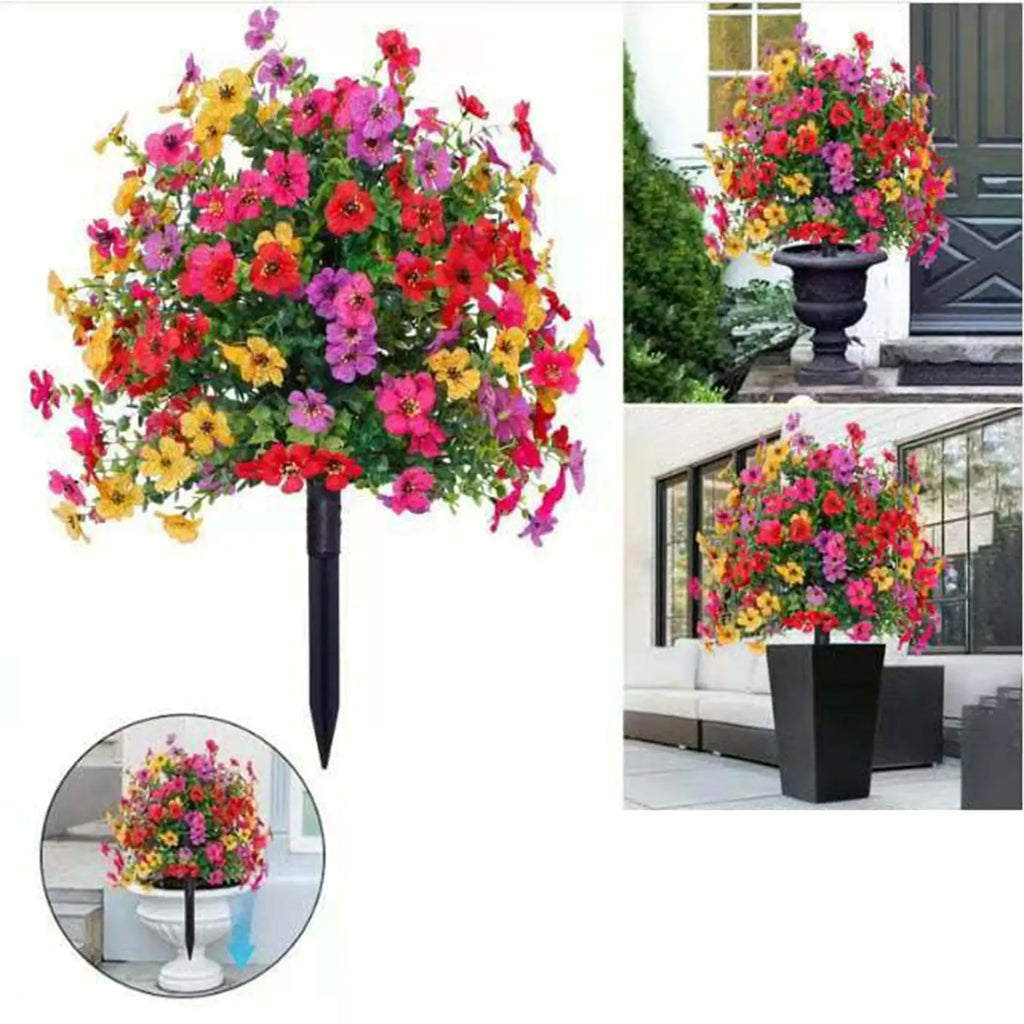 Artificial Shrubs Faux Flower Ball Spike Insert Fake Topiary Plant
