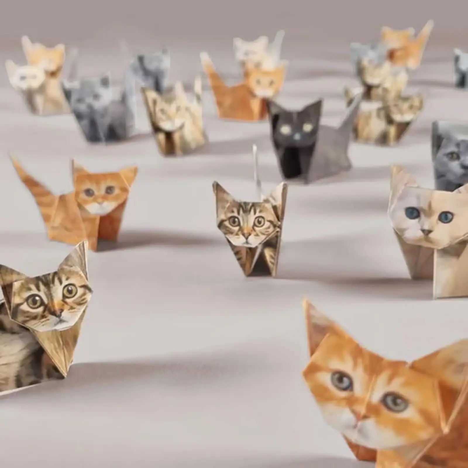 Creative DIY Paper Cats 50 Sheets DIY Origami Paper Handmade DIY Paper Cat Dog Dinosaur Fun Art Craft Folding Animal Folding Set Zpaxo