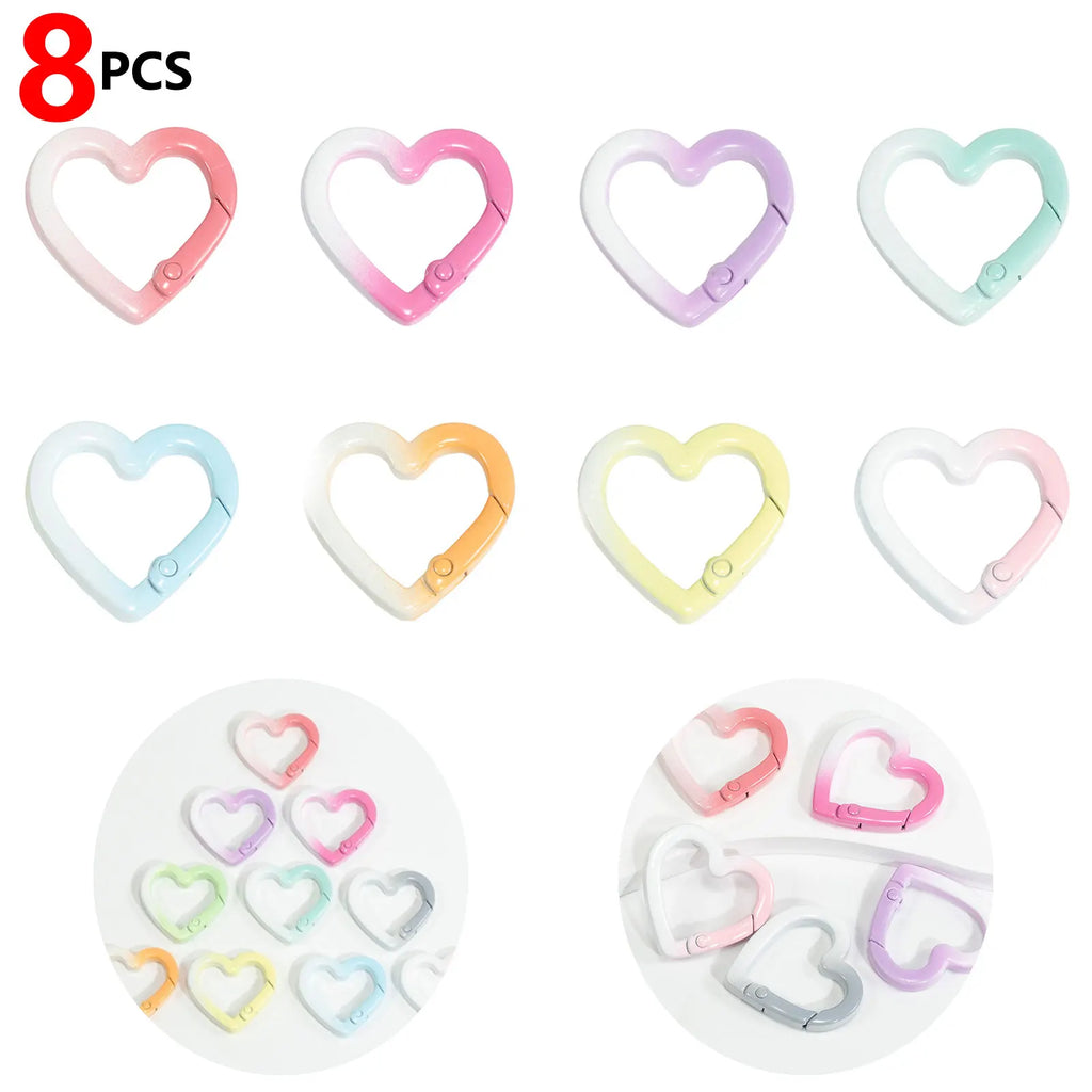 8 PCS Durable Mixed Color Aluminum Alloy Heart Gradient Climbing Carabiner Carabiner, Powerful Key Ring Hook Zpaxo Default Title