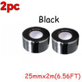 Piping Tape Fusing Silicone Waterproof Sealing Tape for Pipes Waterproof Tape Super Strong for Emergency Rubber Bonding Tapes Zpaxo black 25mmx15mx2pc