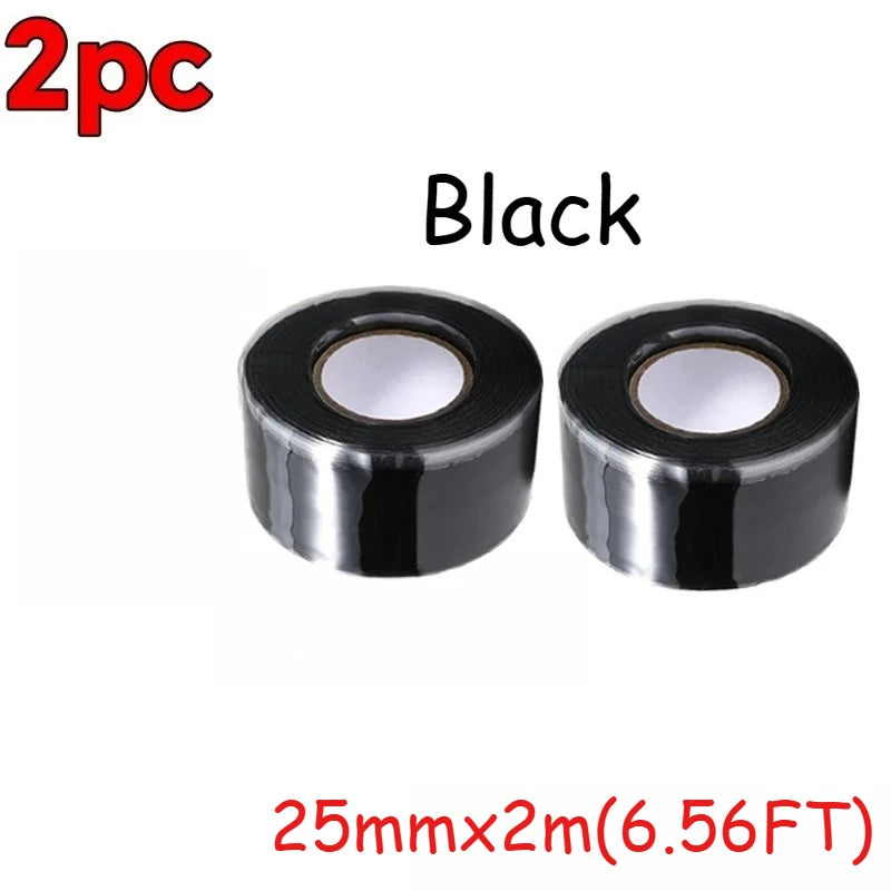 Piping Tape Fusing Silicone Waterproof Sealing Tape for Pipes Waterproof Tape Super Strong for Emergency Rubber Bonding Tapes Zpaxo black 25mmx15mx2pc