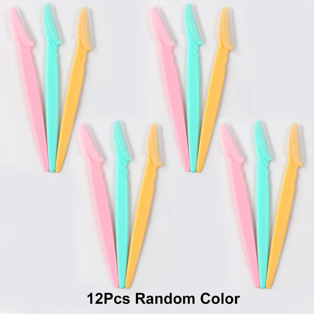 3/6/12Pcs Eyebrow Razor Multipurpose Facial Trimmer Hair Remover Eyebrow Shaper for Women and Men Zpaxo 12Pcs Random Color