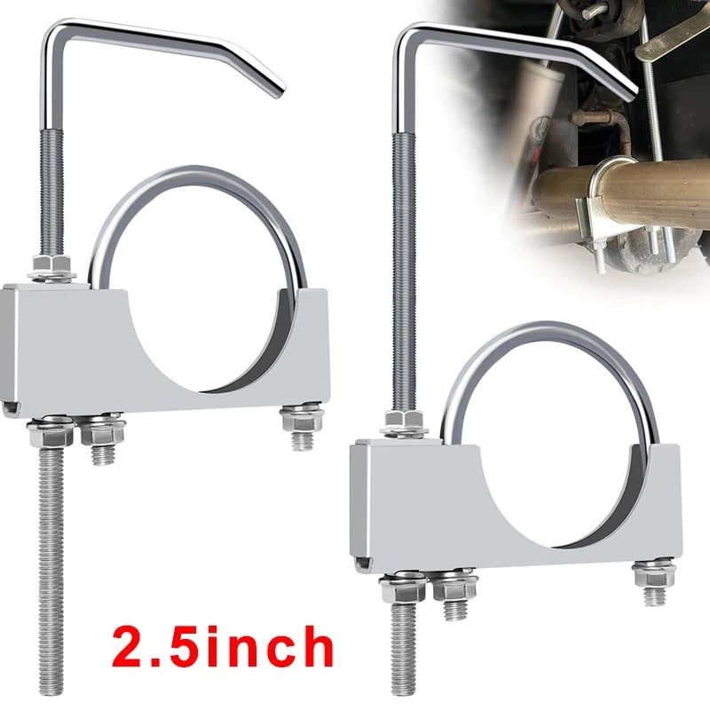 2.5" Exhaust Clamp with Hanger – Galvanized Muffler Clamp 2-Pack
