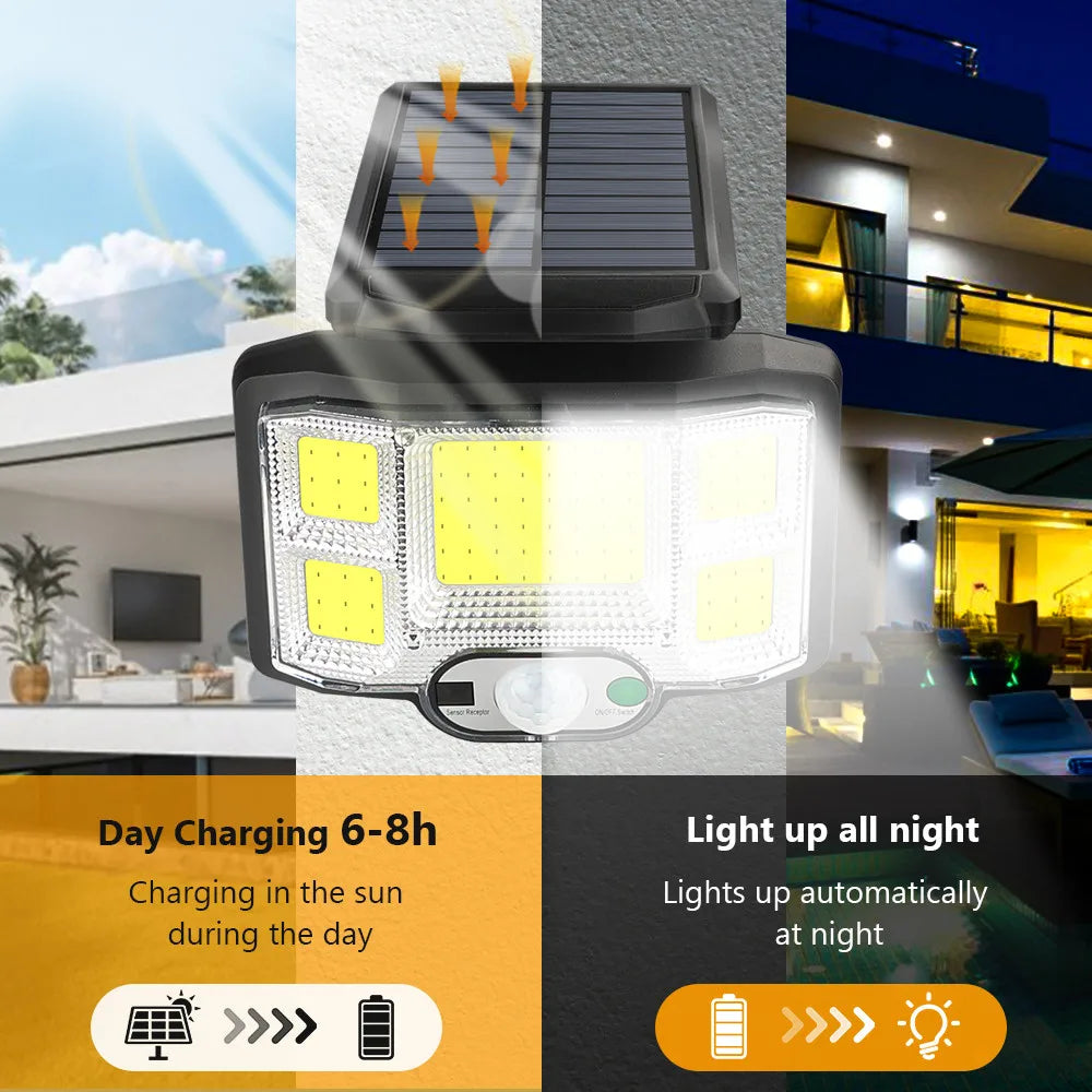 Solar Sensor Lights 168 LED COB Split Outdoor Waterproof Garden Wall Zpaxo