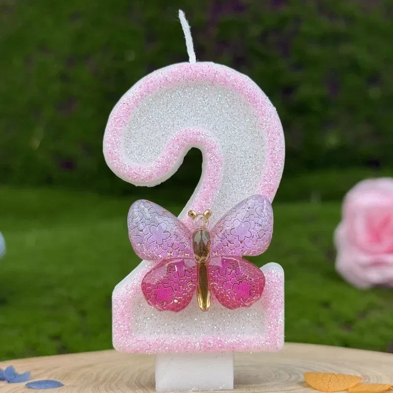 Pink Butterfly Number Candles 1–9 | Birthday Cake Topper Birthday Cake Candles Zpaxo 2